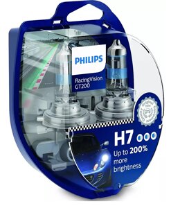 Комплект галогенових ламп PHILIPS 12972RGTS2 H7 55W 12V RacingVision GT200 +200%