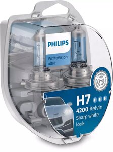 Комплект галогенових ламп PHILIPS 12972WVUSM H7 55W 12V PX26d WhiteVisionUltra +60%4200K)