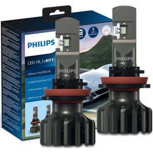 Комплект світлодіодних ламп philips H8/H11/H16 11366U91X2 LED ultinon pro9100 +350% 12/24V в птф