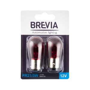 Лампи червоні PR21/5W 12V 21/5W BAW15d RED (2шт) brevia 12327B2