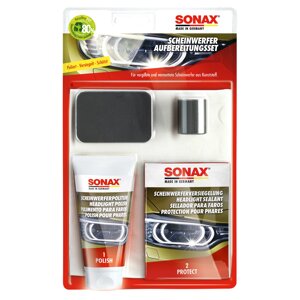 Набір для полірування пластикових фар 75мл SONAX Headlight Restoration Kit (405941)