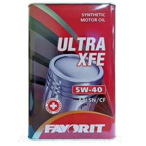 Всесезонное синтетическое моторное масло Favorit Ultra XFE SAE 5W-40 API SN/CF 1 литр (метал. канистра)