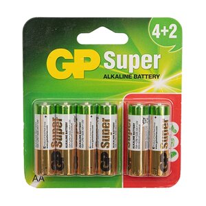 Батарейка GP SUPER ALKALINE 1.5V 15A-U6 лужна, LR6, AA блістер