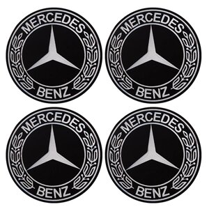 Наклейки на ковпаки, діам. 90 мм "MERCEDES" чорні з колоском (4 шт.)