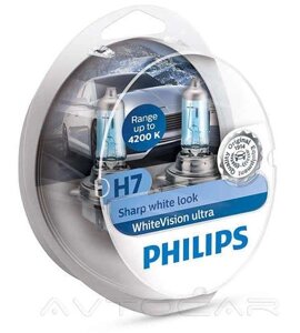 Автолампи Philips WhiteVision Ultra H7 комплект 2шт. + W5W 2шт. 12972WVUSM