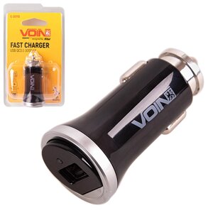 Автомобільний зарядний пристрій VOIN C-3011Q 1USB (12/24V - 5V 3A, 9V 2A, 12V 1.5A) QC3.0