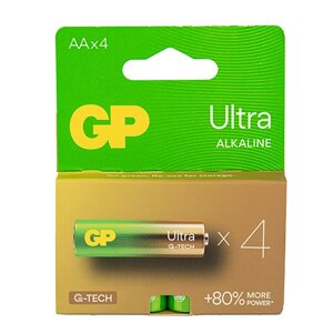 Батарейка GP ULTRA ALKALINE 1,5V 15AU21-SB4 лужна LR6 блістер 4 шт. в упаковці