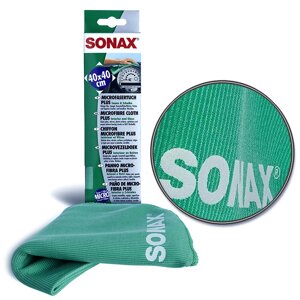 Серветка з мікрофібри для салону, пластику, скла 40х40 см SONAX Microfibre Cloth Plus (416500)
