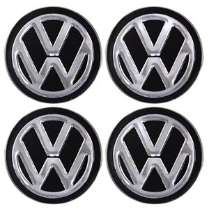 Наклейки на ковпаки, діам. 90 мм "VOLKSWAGEN" чорні (4 шт)