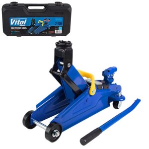 Домкрат гідравлічний підкатний на 2 тонни з поворотом ViTol ДП-135340К (min 135 мм — max 340 мм) у валізі