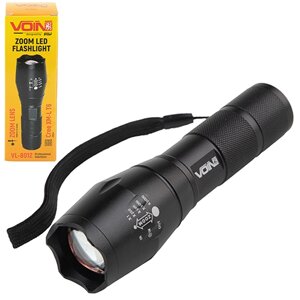 Ліхтарик ручний VOIN VL-8012, LED T6, 300Lm, зум, алюміній, 1х18650 або 3хААА (не в комплекті)