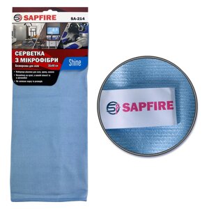 Серветка з мікрофібри для скла 35х40 см блакитна SA-214 SAPFIRE Shine (002876)