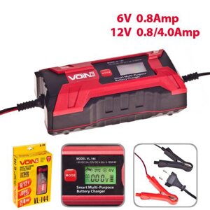 Зарядний пристрій VOIN 6-12 V 0.8-4.0 A 3-120AHR LCD імпульсний VL-144