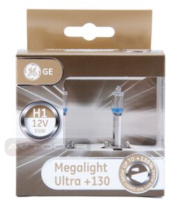 Автолампы General Electric Megalight Ultra +130% Н1 (комплект 2шт.) 50310XNU
