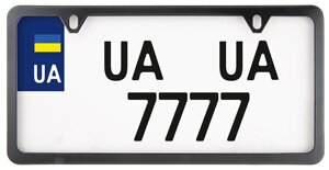 Рамка для номерного знака USA Type (CarLife) NH480 неіржавка сталь чорна