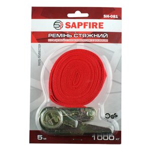 Ремінь стяжний кільцевий з храповим механізмом 1 т 5 м SAPFIRE (400120)