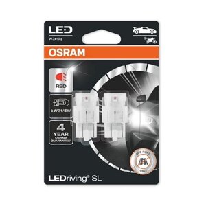 Світлодіодні лампи червоного світіння OSRAM W21/5W LED 12V 1.7 W W3X16Q Ledriving SL RED (2шт )