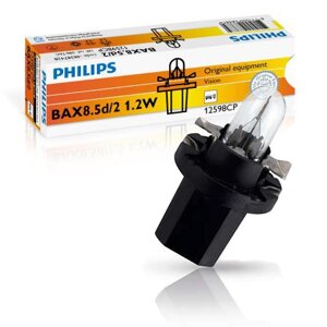 Вказівна лампа розжарювання PHILIPS 12598CP 1,2W 12V BAX 8,5d/2 Black