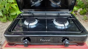 Газова настільна плита Ferre O-200-BL 2-х конфоркова Туреччина з кришкою