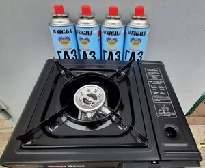 Газова плита туристична у валізі HAPPY HOME + балончики 4шт