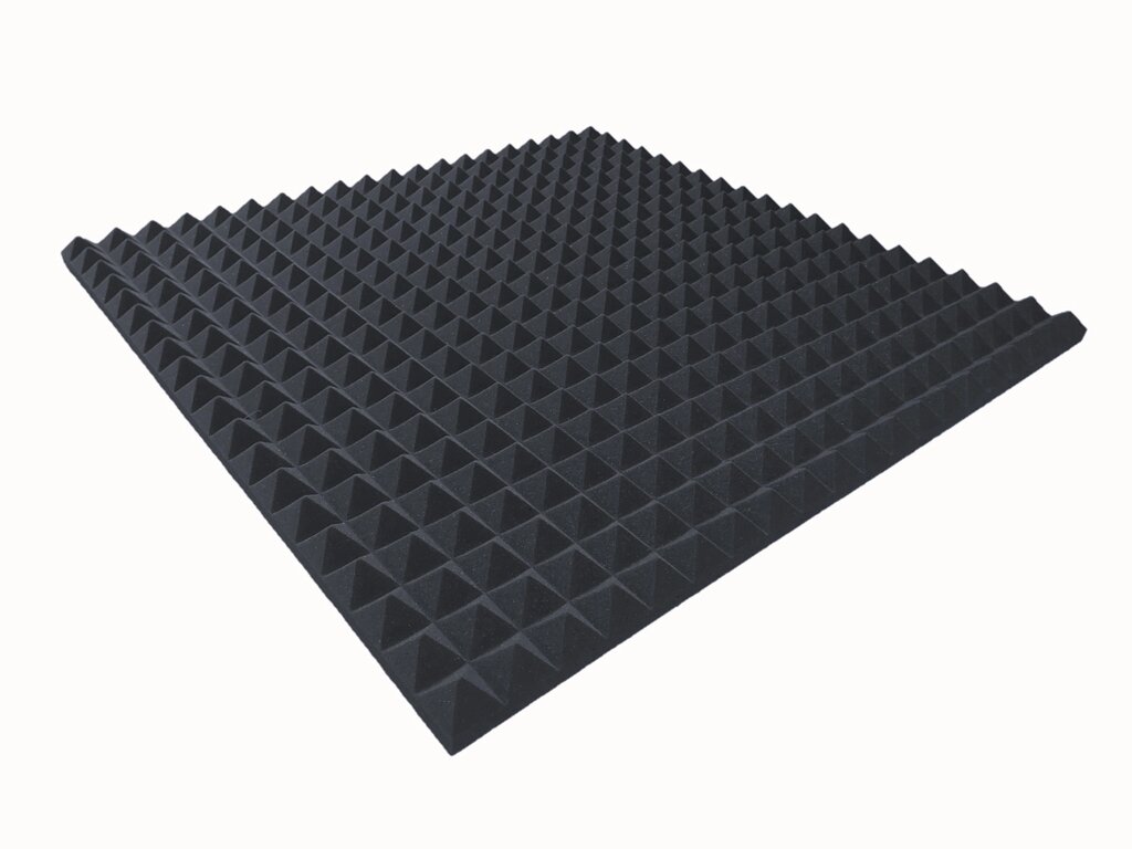 Акустичний поролон «піраміда» лист 1х1м товщина 50 мм темно-сірий від компанії Кратус - фото 1