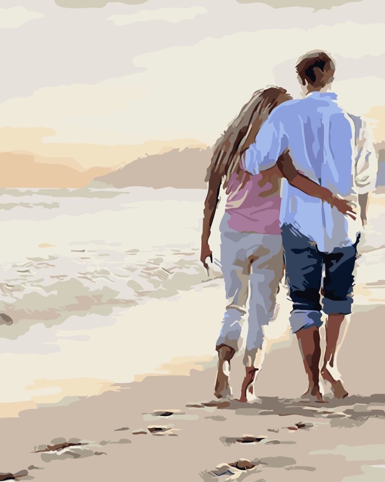 AS 0050 "Прогулянка по пляжу" Картина за номерами на полотні ART STORY 40х50см від компанії Кратус - фото 1