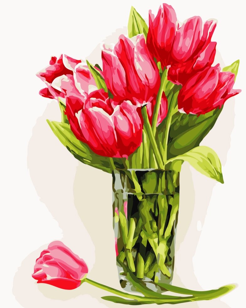 AS 0516 Яскраві тюльпани Картина за номерами на полотні ART STORY 40х50см від компанії Кратус - фото 1
