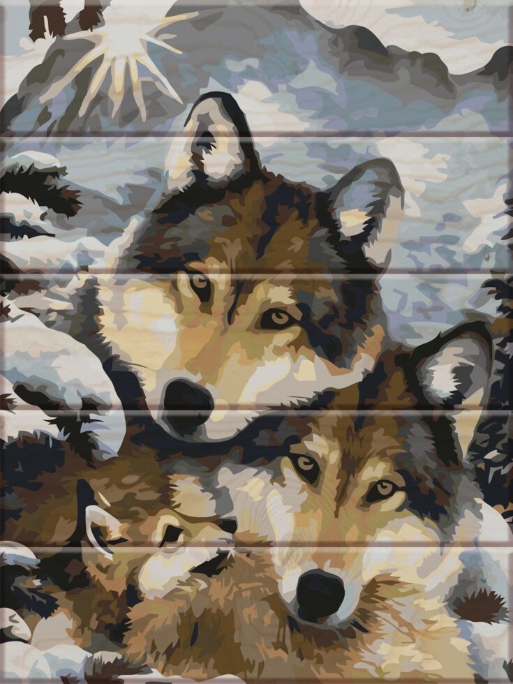 ASW 013 "Вовки" Картина за номерами на дереві 30х40 см від компанії Кратус - фото 1