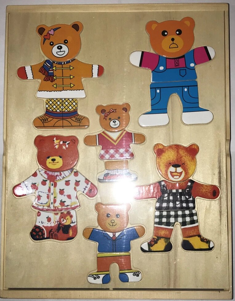 Дерев'яна іграшка Сім'я ведмедиків (B 24474) від компанії Кратус - фото 1