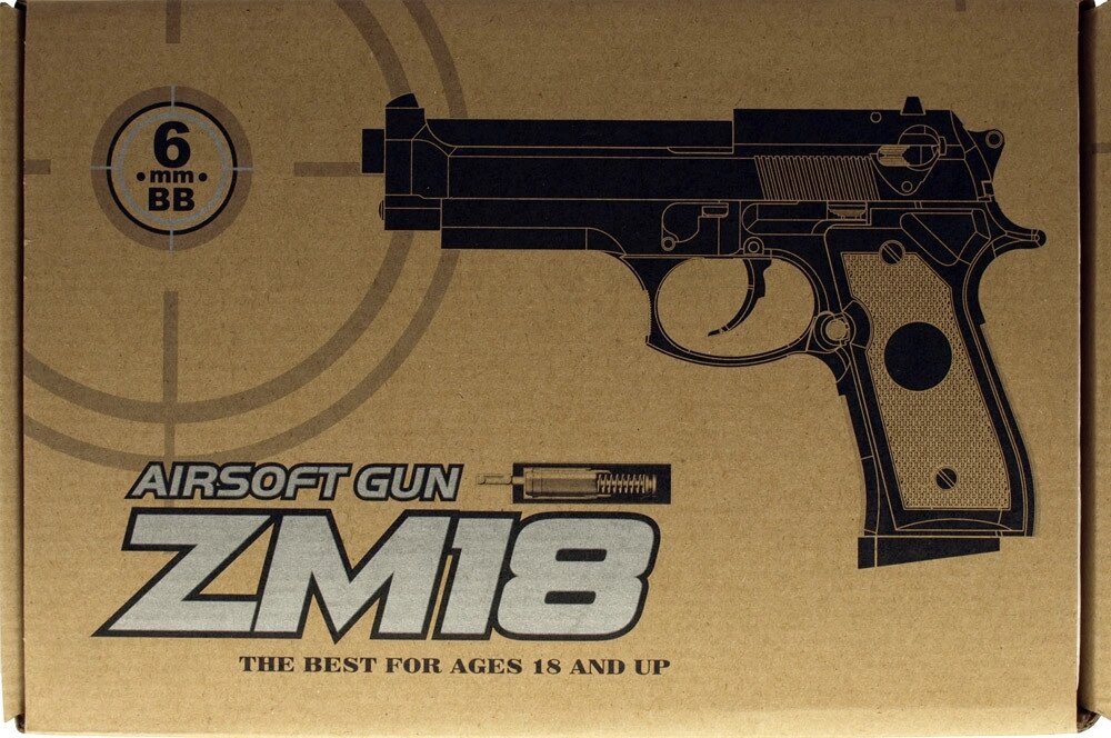 Дитячий іграшковий пістолет металевий ZM 18 (Беретта M 92) ##от компании## Кратус - ##фото## 1