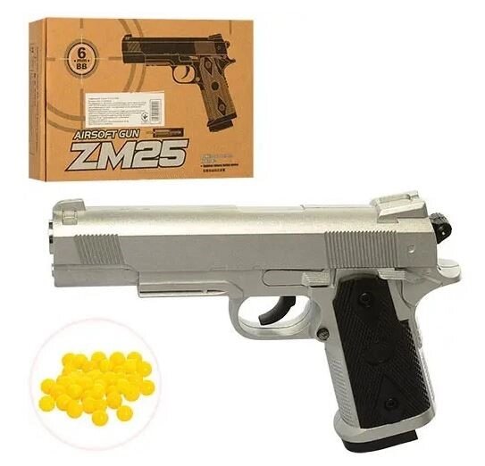 Дитячий іграшковий пістолет Syma металевий ZM25 (Colt1911-A1) від компанії Кратус - фото 1