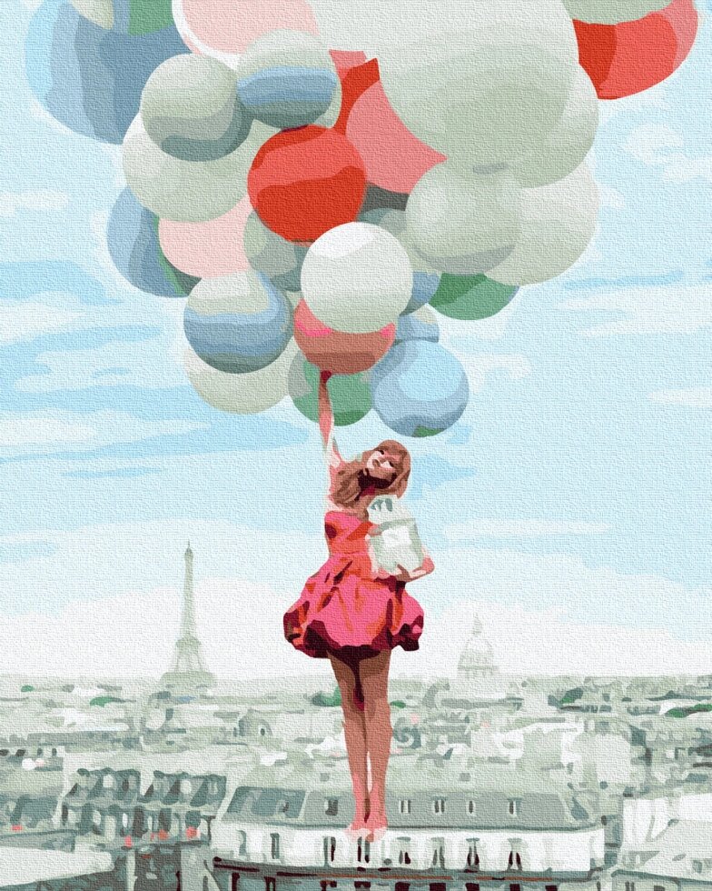 GX 39279 На кульках над Парижем Картина за номерами на полотні 40х50см, без коробки від компанії Кратус - фото 1