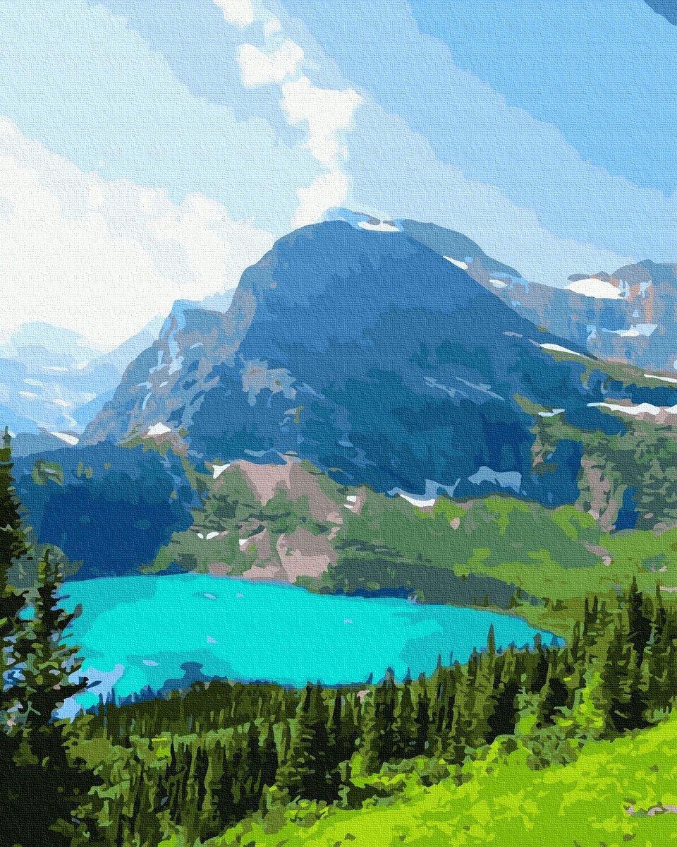 GX 39382 Альпійське озеро Картина за номерами на полотні 40х50см, без коробки від компанії Кратус - фото 1