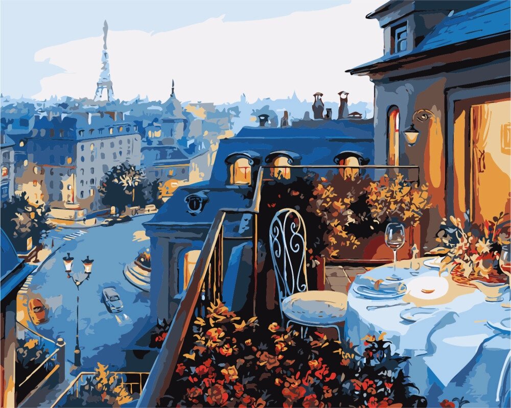 GX 7255 "Вид на Париж" Картина за номерами на полотні 40х50см без коробки, в пакеті ##от компании## Кратус - ##фото## 1