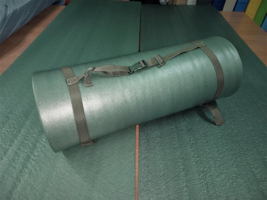 Каремат армійський "Хакі" з ременем стяжкою, товщина 12 мм 1,9 мх0,6 м від компанії Кратус - фото 1