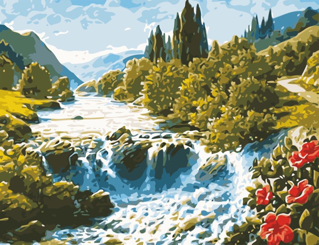 Картина за номерами на полотні ART STORY 50x65 см Чарівний водоспад (AS 0622) від компанії Кратус - фото 1