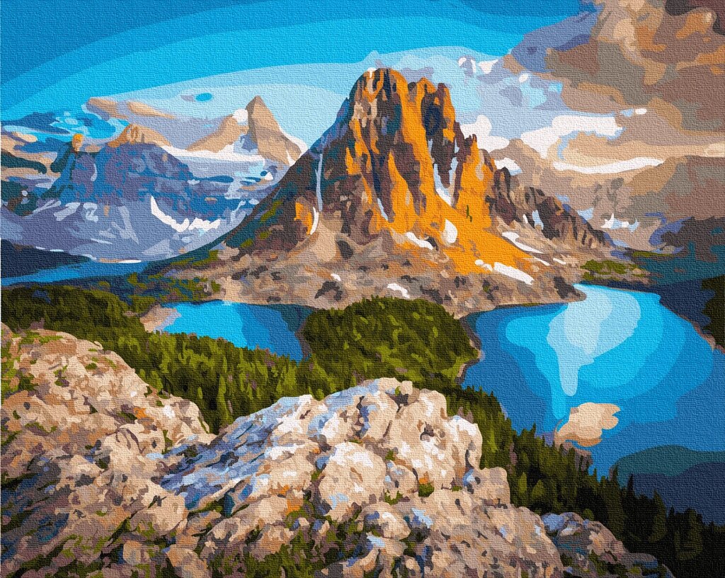 Картина за номерами в коробці Paintboy Озеро біля скель гори на полотні 40х50 см (KGX 21610) від компанії Кратус - фото 1