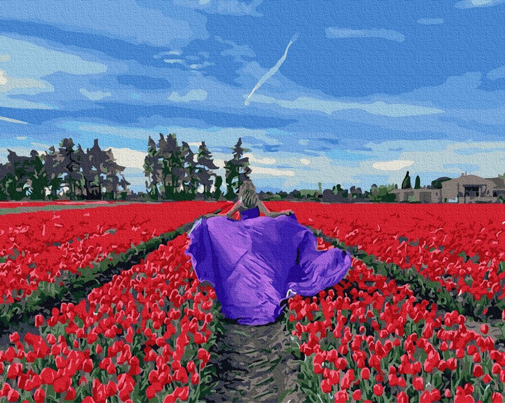 KGX 39316 В поле тюльпанів Картина за номерами на полотні 40х50см від компанії Кратус - фото 1