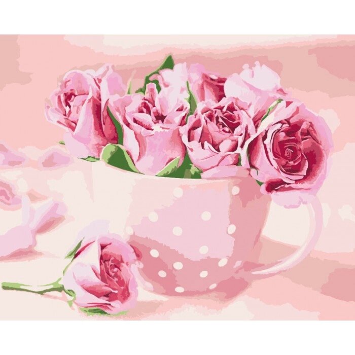 KH 2923 "Чайні троянди" Розпис по номерам на полотні 40х50см від компанії Кратус - фото 1