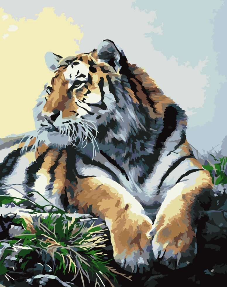 KHO 2460 "Гордий тигр" Розпис по номерам на полотні (без коробки) 40х50см ##от компании## Кратус - ##фото## 1
