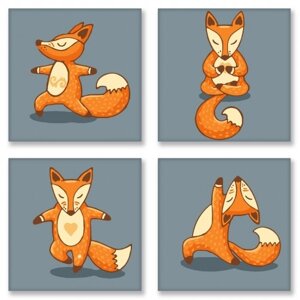 KNP 011 Yoga-fox Розпис за номерами на полотні 18х18 см 4 шт.