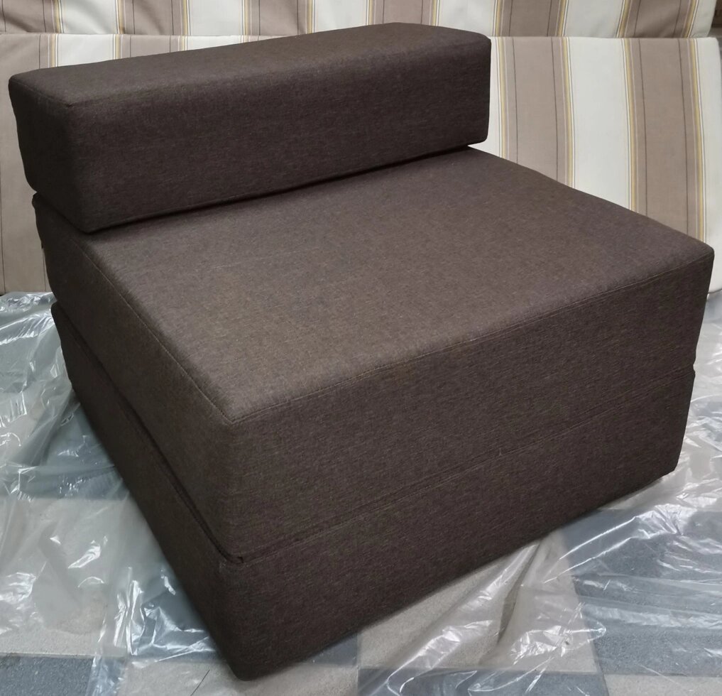 Крісло-ліжко поролонове безкаркасне односпальне темно-коричневе 80х80х60 см (КрТК 0,8) від компанії Кратус - фото 1