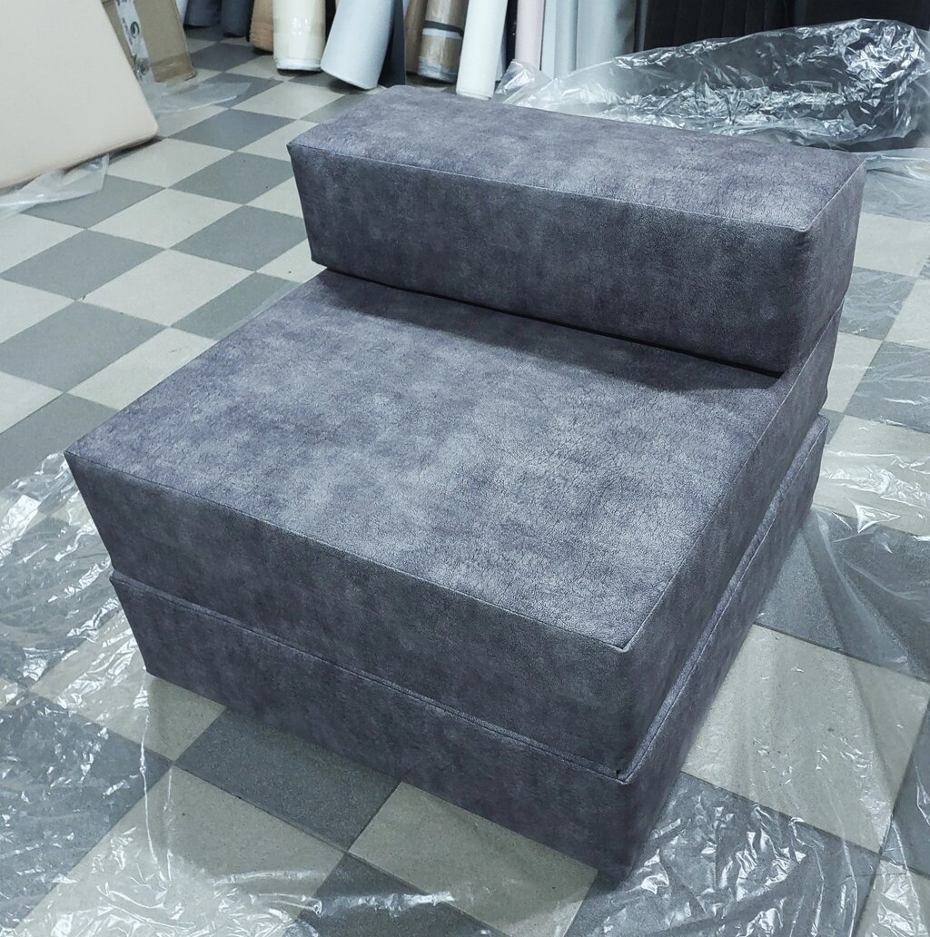 Крісло-ліжко поролоновое безкаркасне односпальне темно-сіре 80х80х60см (Врх 0.8) від компанії Кратус - фото 1