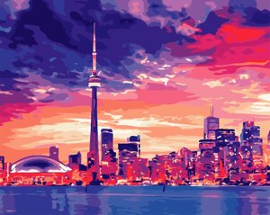 AS 0689 Нічний Торонто Картина за номерами на полотні Art Story 40х50см