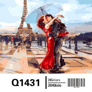 Q1431 "Париж - місто закоханих" Розпис по номерам на полотні 40х50см