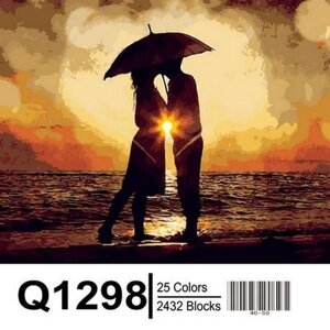 Q1298 "Поцілунок на заході" Розпис по номерам на полотні 40х50см