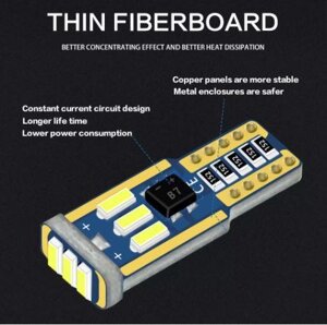 Яскравий світлодіод типу T10 W5W білий 12v 1.5Вт 4014-9 без полярності
