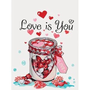 KHO 5526 "Love is you" Розпис по номерам на полотні (без коробки) 40x30 см