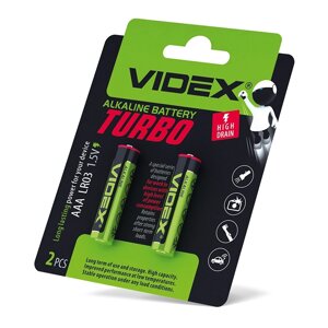 Батарейка лужна (Alkaline) AAA Videx Turbo LR03 (2шт.)
