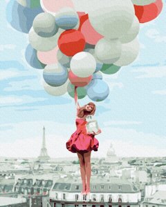 KGX 39279 На кульках над Парижем Картина за номерами на полотні 40х50см